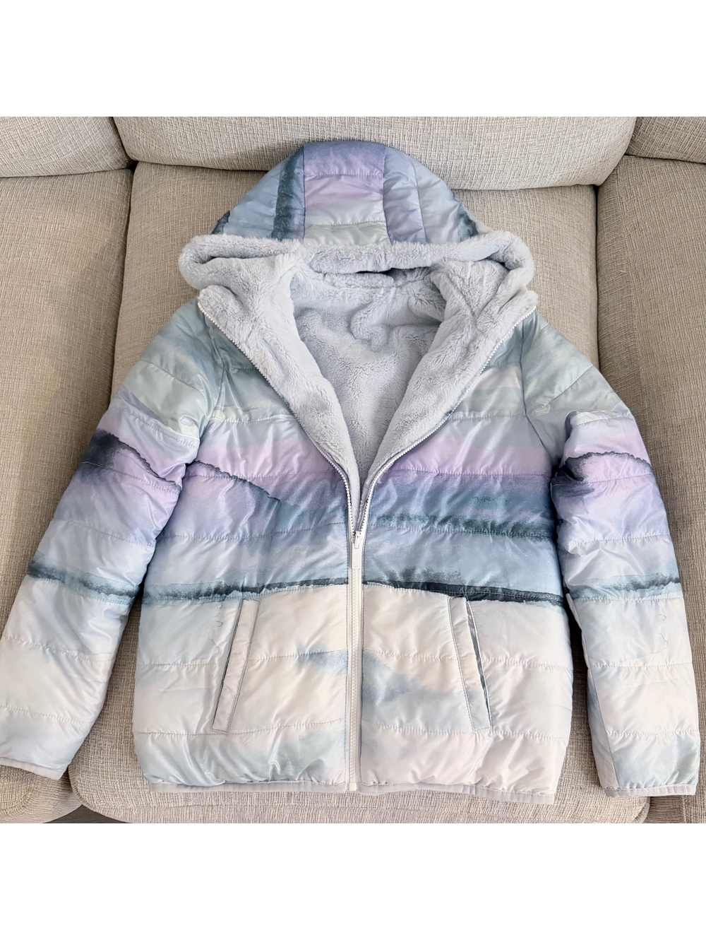 Abercrombie & Fitch Hooded Puffer Jacket with Faux Fur Lining, Size S